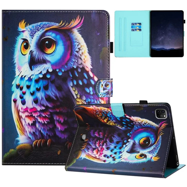 For iPad Pro 11 (2024) Case Pattern Printing Support Stand Card Holder Leather Tablet Cover