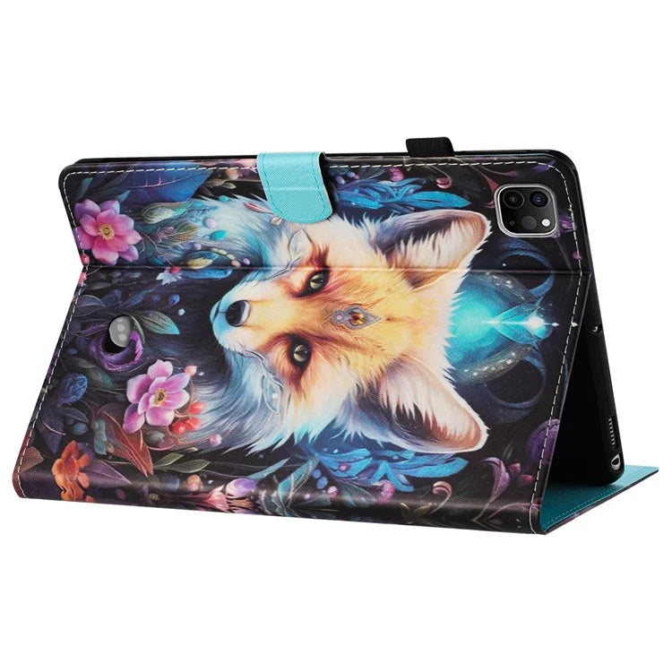 For iPad Pro 11 (2024) Case Pattern Printing Support Stand Card Holder Leather Tablet Cover
