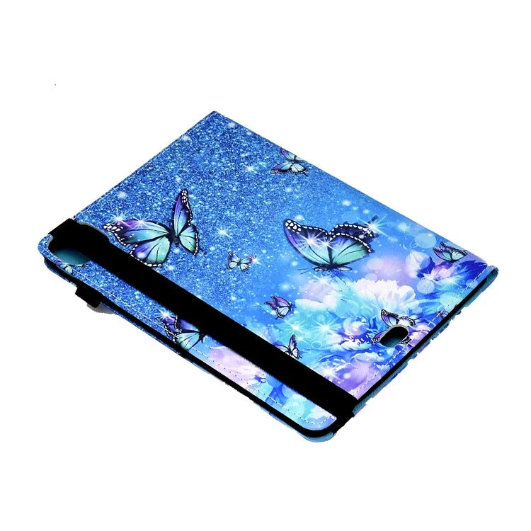 For iPad Pro 11 (2024) Leather Tablet Case Pattern Printing Elastic Band Cover with Card Slots and Butterfly