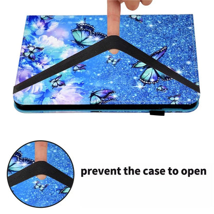 For iPad Pro 11 (2024) Leather Tablet Case Pattern Printing Elastic Band Cover with Card Slots and Butterfly
