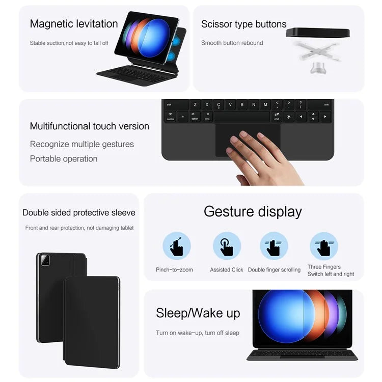For Xiaomi Pad 6S Pro 12.4 Bluetooth Keyboard with Touchpad Integrated Keyboard Case