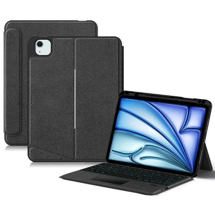 For iPad Air 11 (2024) (M2) Case Leather Tablet Cover with Backlight Bluetooth Keyboard
