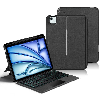 For iPad Air 13 (2024) (M2) Leather Case with Detachable Backlight Bluetooth Keyboard