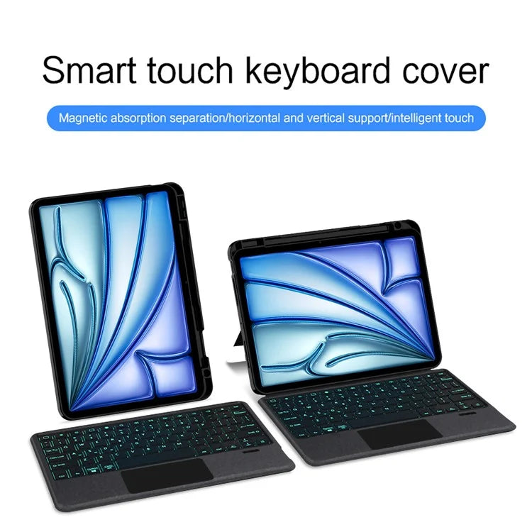 For iPad Air 13 (2024) (M2) Leather Case with Detachable Backlight Bluetooth Keyboard