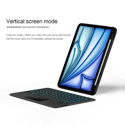 For iPad Air 13 (2024) (M2) Leather Case with Detachable Backlight Bluetooth Keyboard