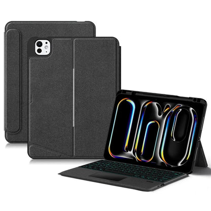 For iPad Pro 13 (2024) (M4) Leather Tablet Case with Wireless Backlight Keyboard