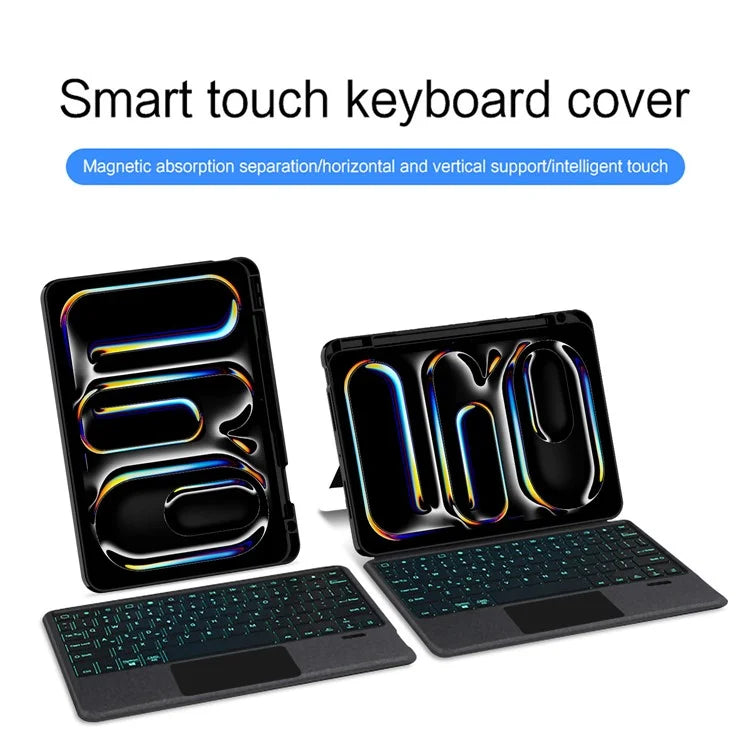 For iPad Pro 13 (2024) (M4) Leather Tablet Case with Wireless Backlight Keyboard