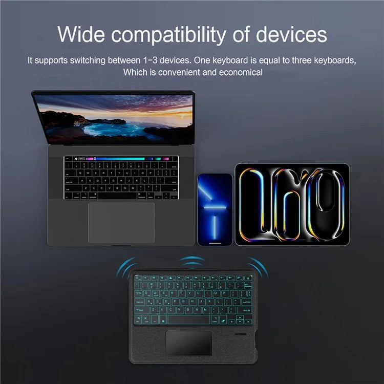 For iPad Pro 13 (2024) (M4) Leather Tablet Case with Wireless Backlight Keyboard