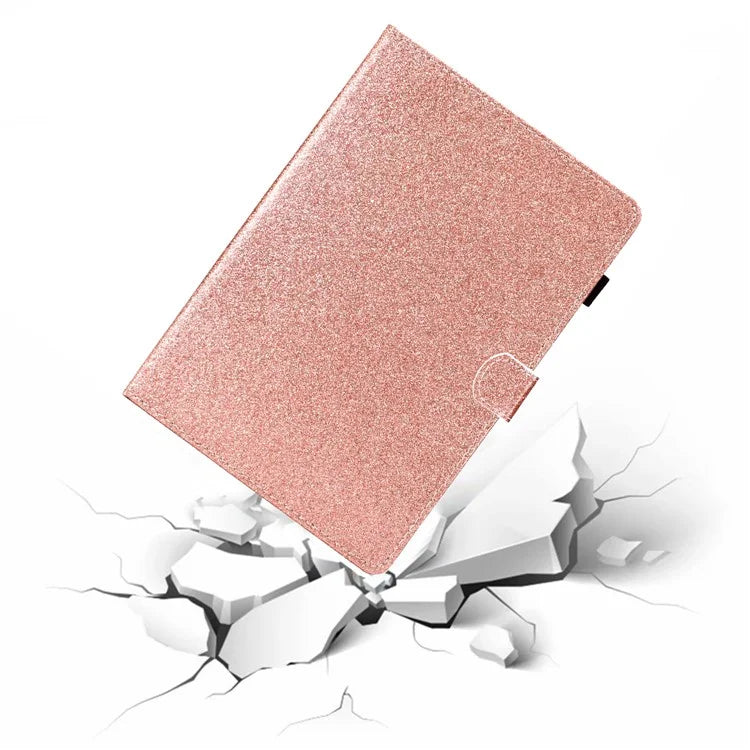 For iPad Pro 11 (2024) Case Card Slot Stand Glittery PU Leather Tablet Cover