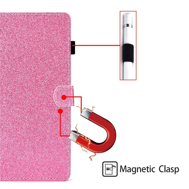 For iPad Pro 11 (2024) Case Card Slot Stand Glittery PU Leather Tablet Cover