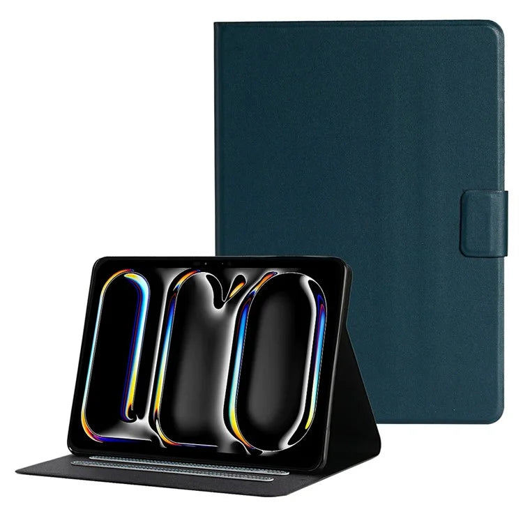 For iPad Pro 11 (2024) Case Shockproof Protective PU Leather Tablet Cover with Card Holderish Green