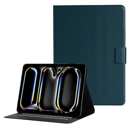For iPad Pro 11 (2024) Case Shockproof Protective PU Leather Tablet Cover with Card Holderish Green