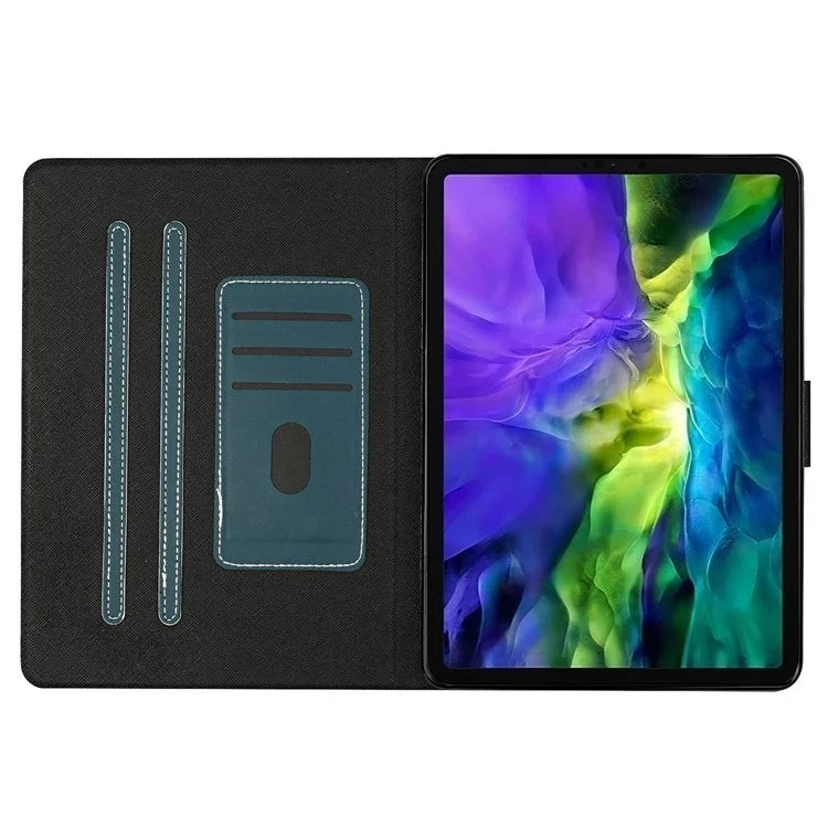 For iPad Pro 11 (2024) Case Shockproof Protective PU Leather Tablet Cover with Card Holderish Green