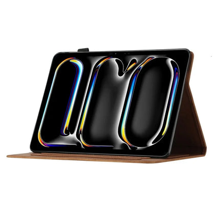 For iPad Pro 11 (2024) Case with Card Slots PU Leather Coconut Tree Smart Tablet Cover