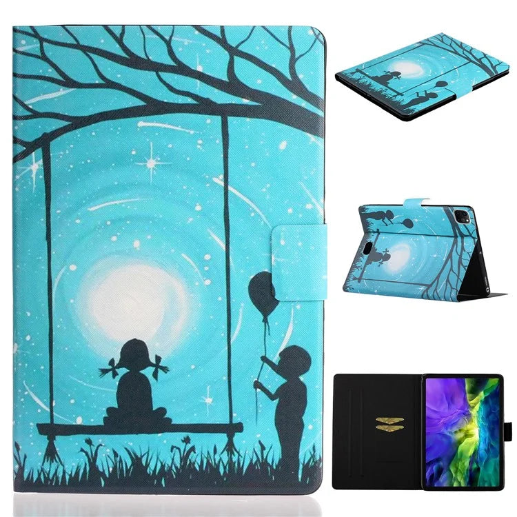 For iPad Pro 11 (2024) Case PU Leather Pattern Printed Card Holder Tablet Cover