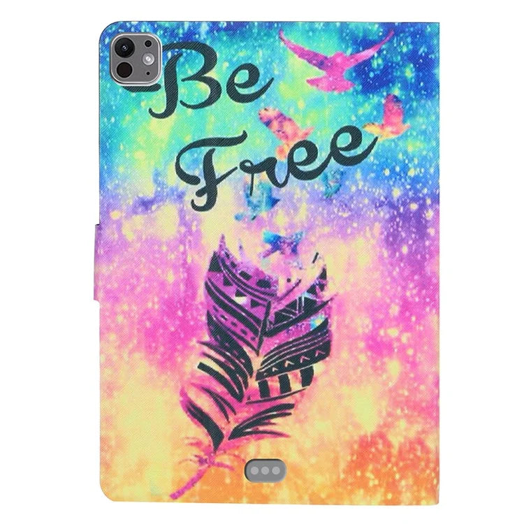For iPad Pro 11 (2024) Case PU Leather Pattern Printed Card Holder Tablet Cover