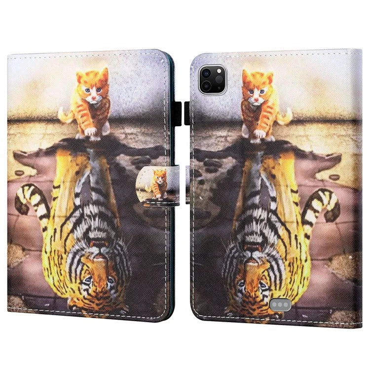 For iPad Pro 11 (2024) Shockproof Case Pattern Print Leather Tablet Cover with Card Holder