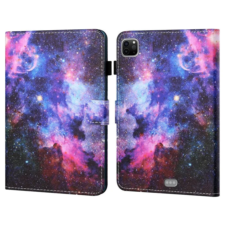For iPad Pro 11 (2024) Shockproof Case Pattern Print Leather Tablet Cover with Card Holder