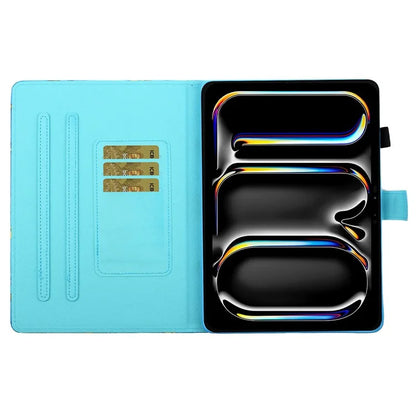 For iPad Pro 11 (2024) Shockproof Case Pattern Print Leather Tablet Cover with Card Holder