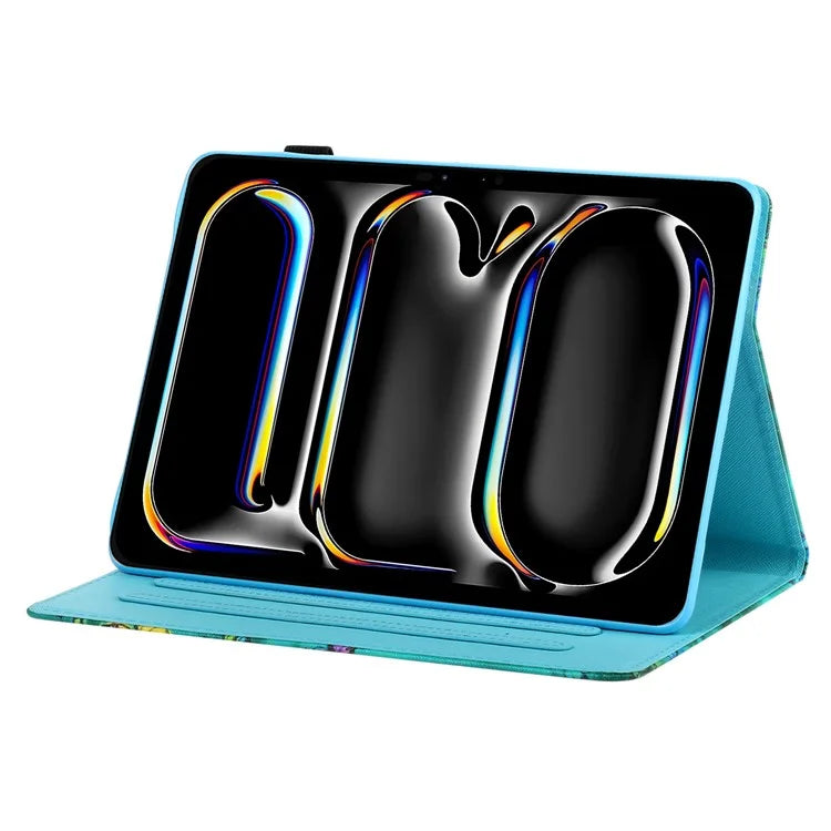 For iPad Pro 11 (2024) Shockproof Case Pattern Print Leather Tablet Cover with Card Holder