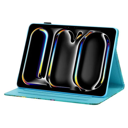 For iPad Pro 11 (2024) Shockproof Case Pattern Print Leather Tablet Cover with Card Holder