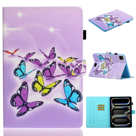 For iPad Pro 11 (2024) Case Pattern PU Leather Tablet Cover with Pencil Holder
