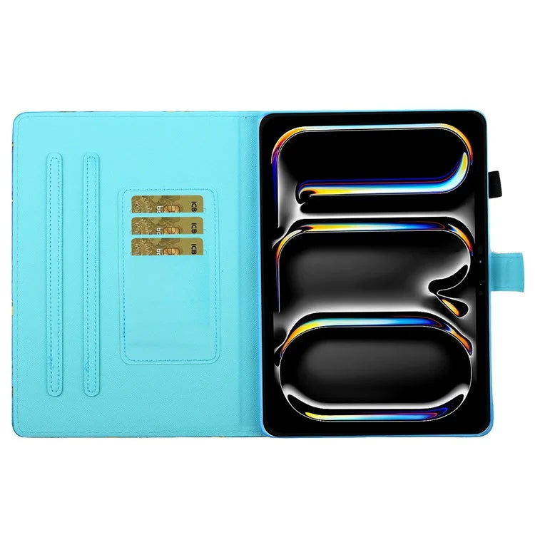 For iPad Pro 11 (2024) Case Pattern PU Leather Tablet Cover with Pencil Holder