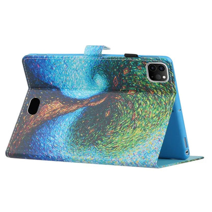 For iPad Pro 11 (2024) Case Pattern PU Leather Tablet Cover with Pencil Holder