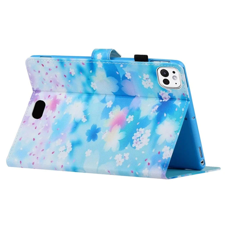 For iPad Pro 11 (2024) Case Pattern PU Leather Tablet Cover with Pencil Holder