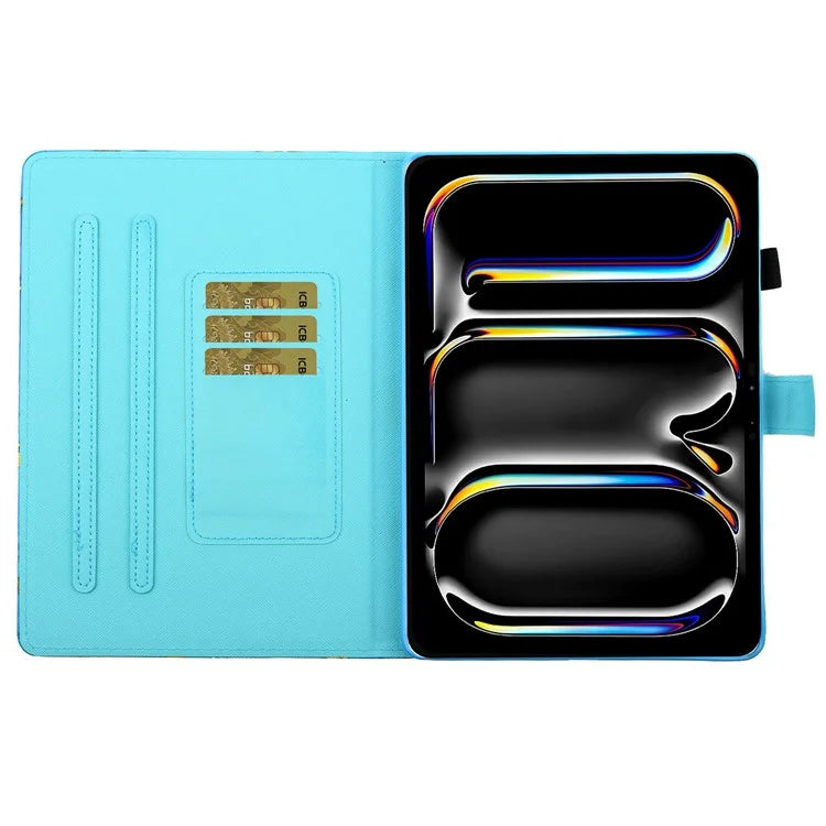 For iPad Pro 11 (2024) Case Pattern Print Shockproof Card Holder Leather Tablet Cover