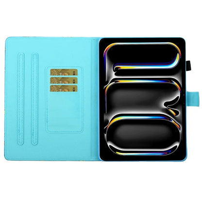 For iPad Pro 11 (2024) Case Pattern Print Shockproof Card Holder Leather Tablet Cover
