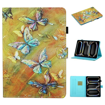 For iPad Pro 11 (2024) Card Slot Case Pattern Print Anti-Scratch Leather Tablet Cover