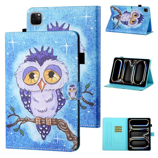 For iPad Pro 11 (2024) Case Pattern Printed Leather Tablet Cover with Card Slots