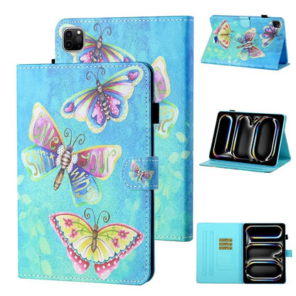 For iPad Pro 11 (2024) Case Pattern Printed Leather Tablet Cover with Card Slots