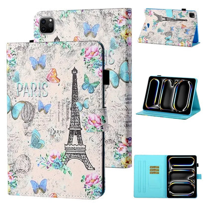 For iPad Pro 11 (2024) Case Pattern Printed Leather Tablet Cover with Card Slots