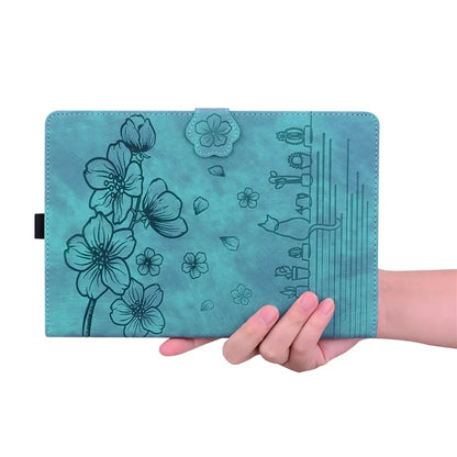 For iPad Pro 11 (2024) Case Card Slots Leather Tablet Cover Imprinted Flower Cat Pattern
