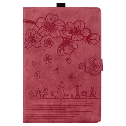 For iPad Pro 11 (2024) Case Card Slots Leather Tablet Cover Imprinted Flower Cat Pattern