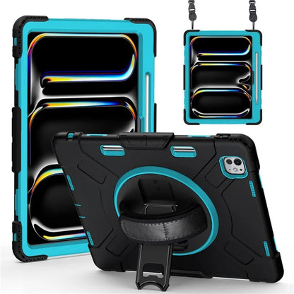 For iPad Pro 13 (2024) Kickstand Case Shockproof Tablet Cover with Shoulder Strap