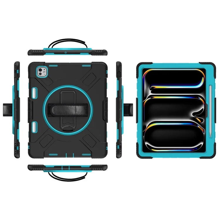 For iPad Pro 13 (2024) Kickstand Case Shockproof Tablet Cover with Shoulder Strap