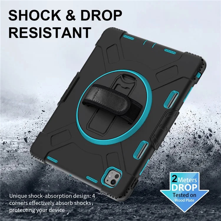 For iPad Pro 13 (2024) Kickstand Case Shockproof Tablet Cover with Shoulder Strap