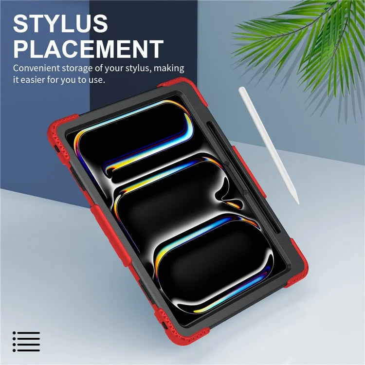 For iPad Pro 13 (2024) Kickstand Case Shockproof Tablet Cover with Shoulder Strap