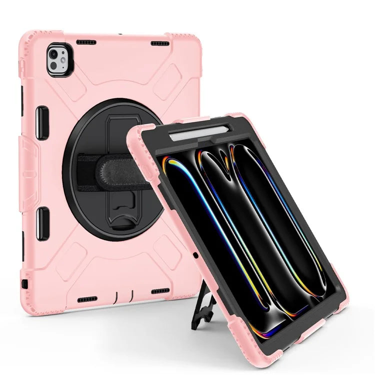 For iPad Pro 13 (2024) Kickstand Case Shockproof Tablet Cover with Shoulder Strap