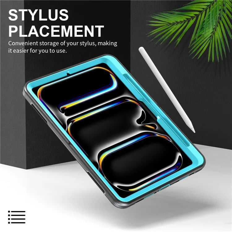 For iPad Pro 11 (2024) Case Kickstand Pen Slot PC + TPU Tablet Cover with Shoulder Strap