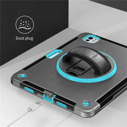 For iPad Pro 11 (2024) Case Kickstand Pen Slot PC + TPU Tablet Cover with Shoulder Strap