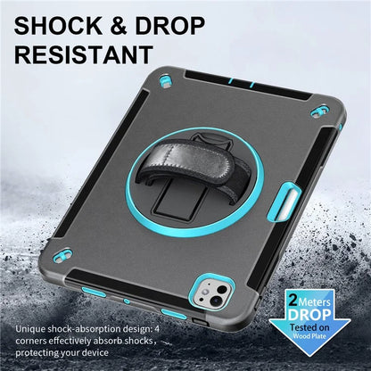 For iPad Pro 11 (2024) Case Kickstand Pen Slot PC + TPU Tablet Cover with Shoulder Strap