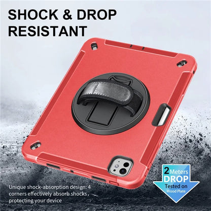 For iPad Pro 11 (2024) Case Kickstand Pen Slot PC + TPU Tablet Cover with Shoulder Strap