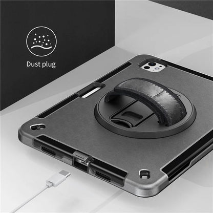 For iPad Pro 11 (2024) Case Kickstand Pen Slot PC + TPU Tablet Cover with Shoulder Strap