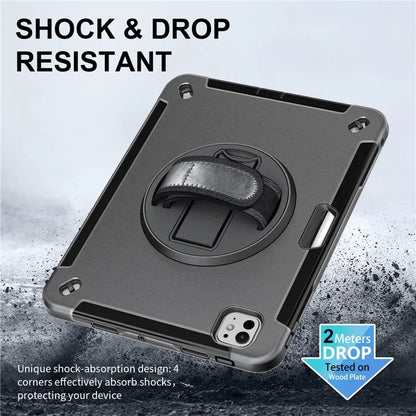 For iPad Pro 11 (2024) Case Kickstand Pen Slot PC + TPU Tablet Cover with Shoulder Strap