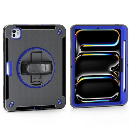 For iPad Pro 11 (2024) Case Kickstand Pen Slot PC + TPU Tablet Cover with Shoulder Strap