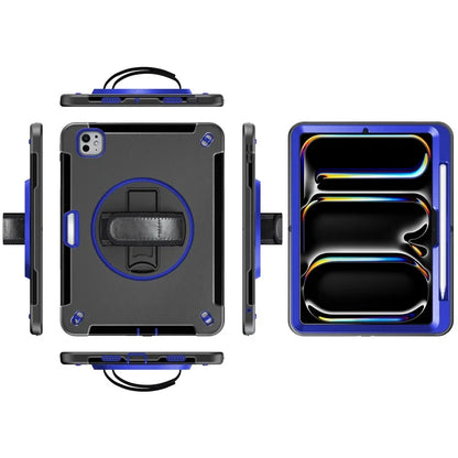 For iPad Pro 11 (2024) Case Kickstand Pen Slot PC + TPU Tablet Cover with Shoulder Strap